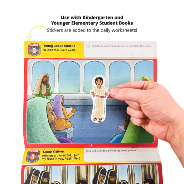 Bible Story Activity Stickers - Pack of 6 - Camp Firelight VBS 2024 by Cokesbury