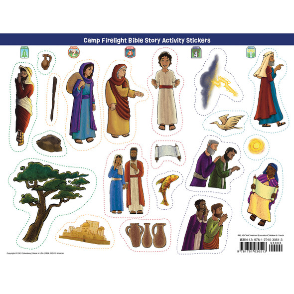 Bible Story Activity Stickers - Pack of 6 - Camp Firelight VBS 2024 by Cokesbury