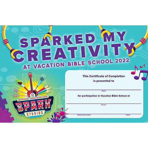 Certificates Of Completion 50 Certificates - Spark Studios VBS 2022 by Lifeway