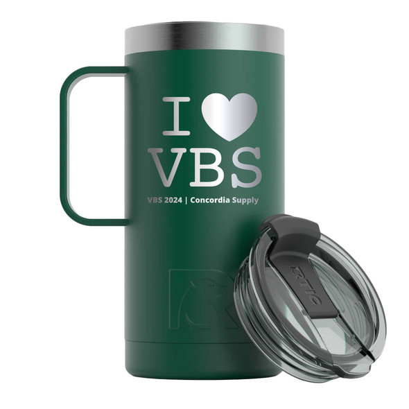 2024 VBS 16oz Travel Mug with Handle - Pine Tree Green