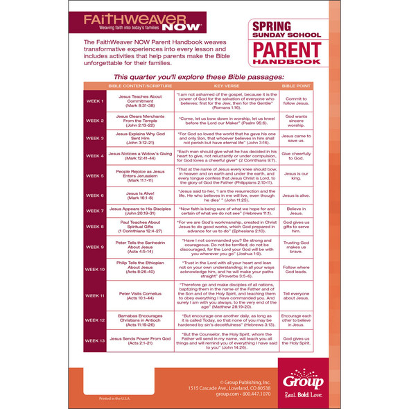 Spring 2024 FaithWeaver NOW Parent Handbook