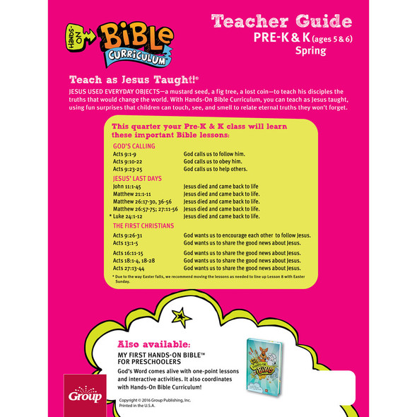 Spring 2024 Hands-On Bible Curriculum Pre-K&K Teacher Guide