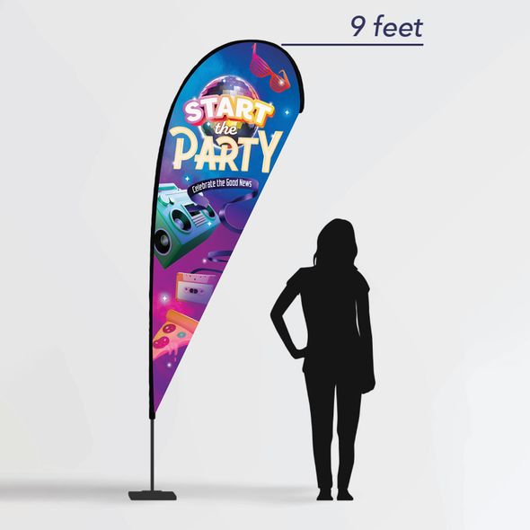 Teardrop Banner with Stand Combo - Start the Party VBS 2024 by Orange