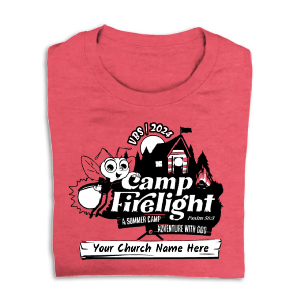 Easy Custom VBS T-Shirt - Personalize in Real Time - Camp Firelight VBS - VCFL050