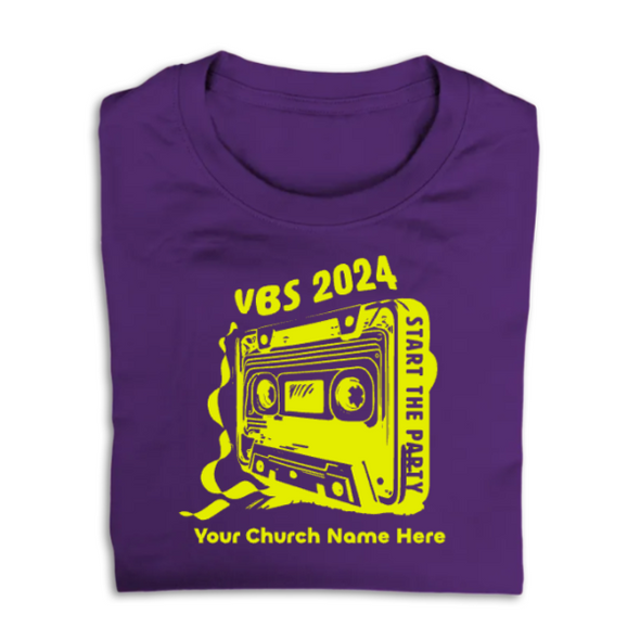 Easy Custom VBS T-Shirt - Personalize in Real Time - Start the Party VBS - VSTP021