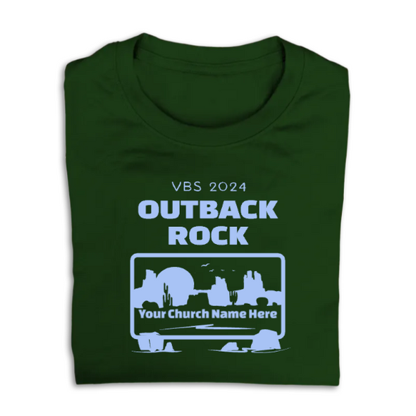 Easy Custom VBS T-Shirt - One Color Design - Outback Rock VBS - VOBR011