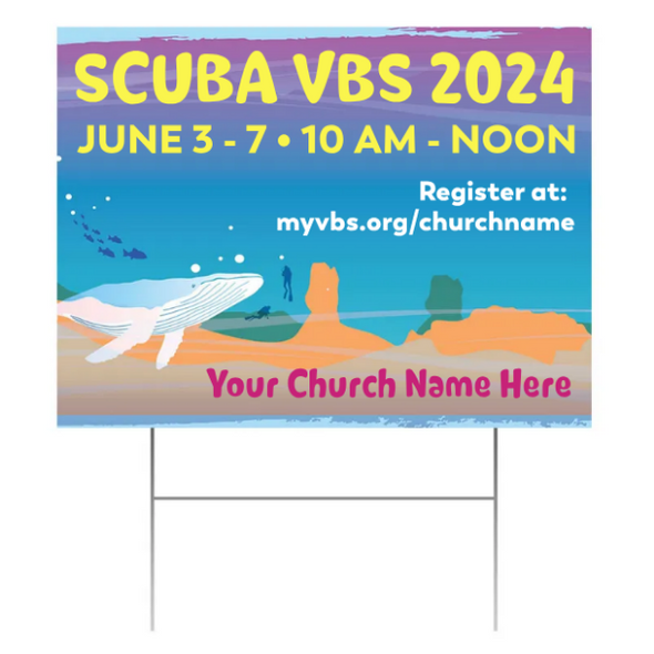 Easy Custom Outdoor Yard Sign - Personalize in Real Time - Scuba VBS - YSCU001