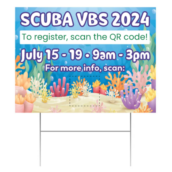 Easy Custom Outdoor Yard Sign - Personalize in Real Time - Scuba VBS - YSCU003