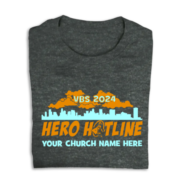 Easy Custom VBS T-Shirt - Personalize in Real Time - Hero Hotline VBS - VHER0310