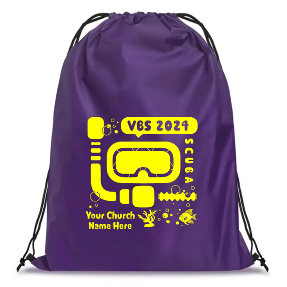 Easy Custom VBS Drawstring Bag - Personalize in Real Time - Scuba VBS - DSCU011