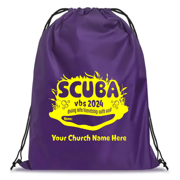 Easy Custom VBS Drawstring Bag - Personalize in Real Time - Scuba VBS - DSCU031