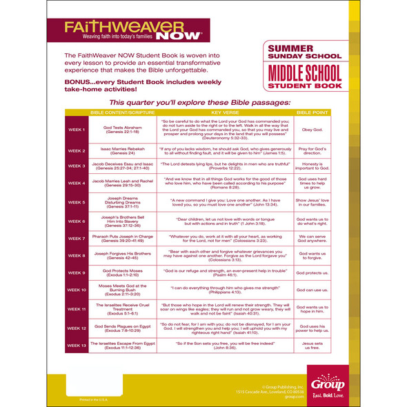 Summer 2024 FaithWeaver NOW Middle School Student Book: Bible Trek