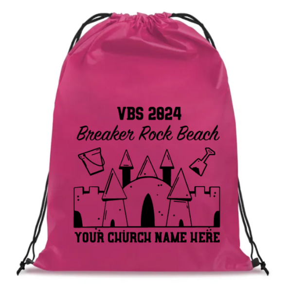 Easy Custom VBS Drawstring Bag - Personalize in Real Time - Breaker Rock Beach VBS - DBRB041