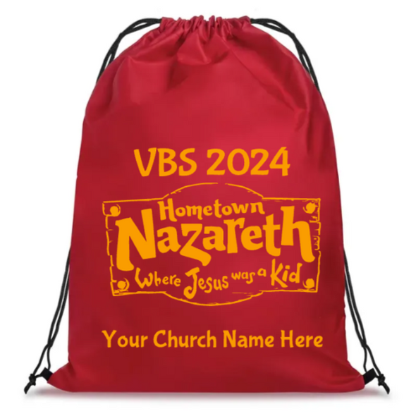 Easy Custom VBS Drawstring Bag - Personalize in Real Time - Hometown Nazareth VBS - DNAZ011