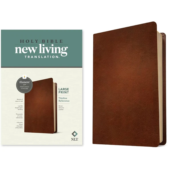NLT Large Print Thinline Reference Bible, Filament Enabled Edition (Brown, Genuine Leather)
