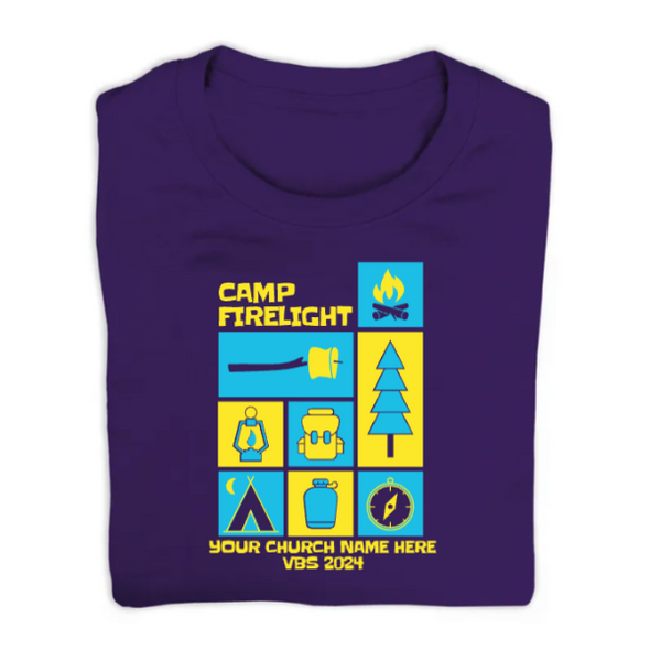 Easy Custom VBS T-Shirt - Two Color Design - Camp Firelight VBS - VCFL060
