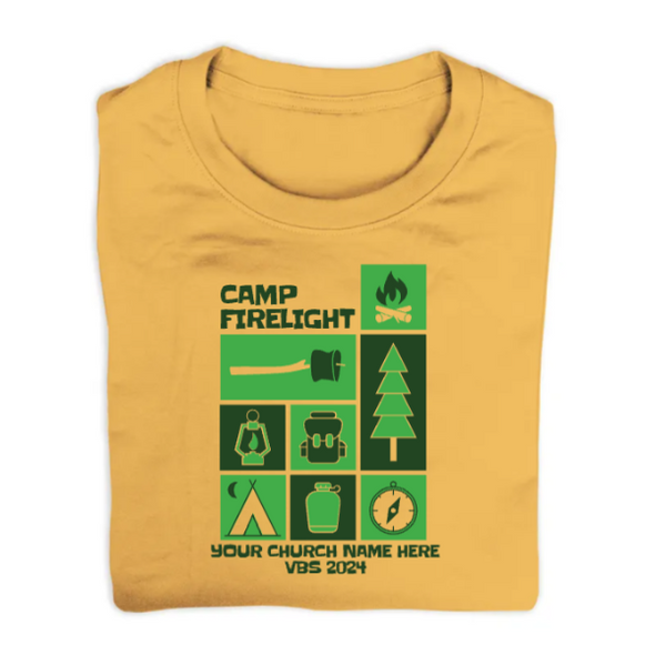 Easy Custom VBS T-Shirt - Two Color Design - Camp Firelight VBS - VCFL060