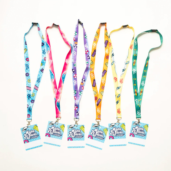 Lanyards and Waterproof Nametags - Green - Set of 12 - Make Waves VBS by Orange