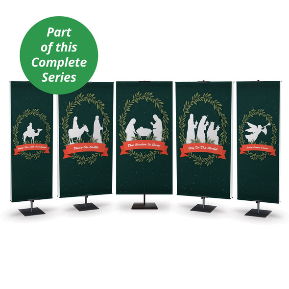Church Banner - Green Wreath - Joy to the World - BFA241203