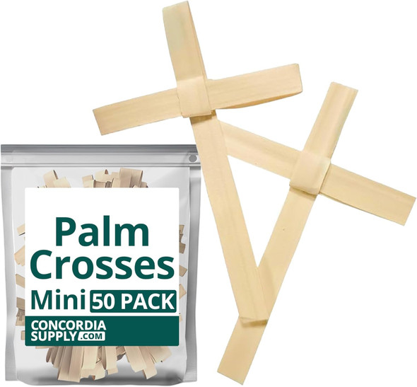 Handmade Dried Palm Crosses - Mini Size 4" x 2.5" (Pack of 50)