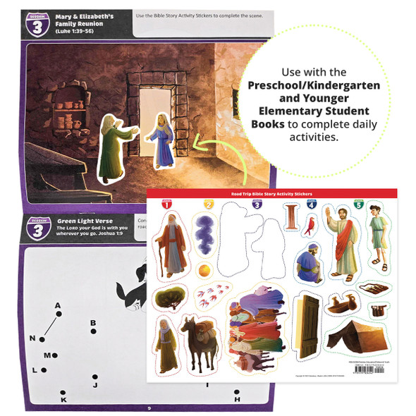 Bible Story Activity Stickers (Pkg of 6) - Road Trip VBS 2025 by Cokesbury