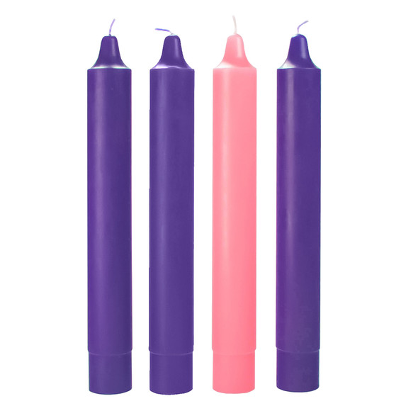 12" x 1.5" Stearic Advent Candles (3 Purple - 1 Rose)