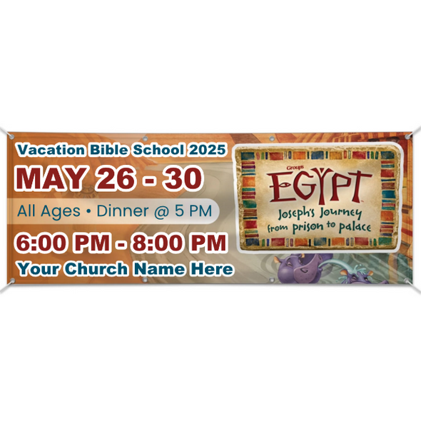 Easy Custom Outdoor Vinyl Banner - Personalize in Real Time - Egypt VBS - BEGY002