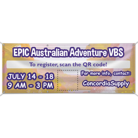 Easy Custom Outdoor Vinyl Banner - Personalize in Real Time - Epic Australian Adventure VBS - BAUS003