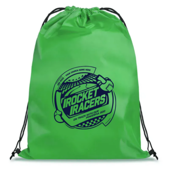 Easy Custom VBS Drawstring Bag - Personalize in Real Time - Rocket Racers VBS - DRRA011