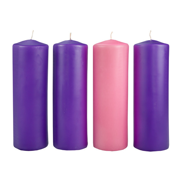 9" x 3" Advent Pillar Candles (3 Purple & 1 Rose) by Emkay