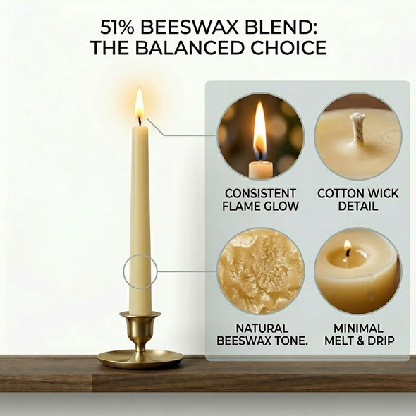 51% Beeswax Candle 7/8" x 12-5/8" Self Fit (24)