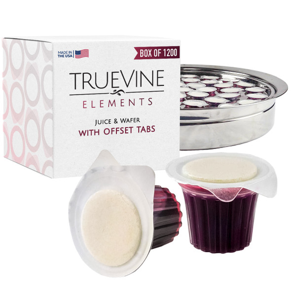 TrueVine Elements Cup - Prefilled Communion Cup Juice and Wafer Set (Box of 1200)