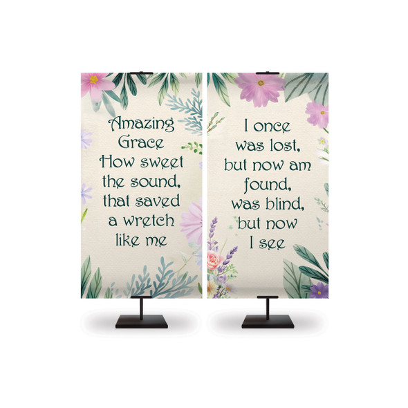 Church Banners - Hymn Floral Pair - I Once Was Lost