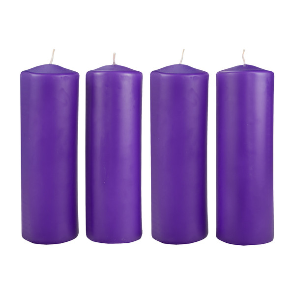9" x 3" Advent Pillar Candles (4 Purple) by Emkay