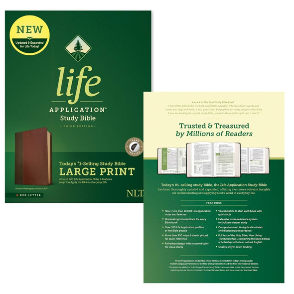 NLT Life Application Study Bible, Indexed, Third Edition, Large Print (Leatherlike, Brown/Mahogany) - Case of 6