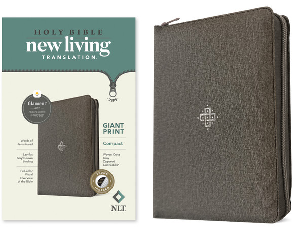 NLT Compact Giant Print Zipper Bible, Filament Enabled (Imitation
