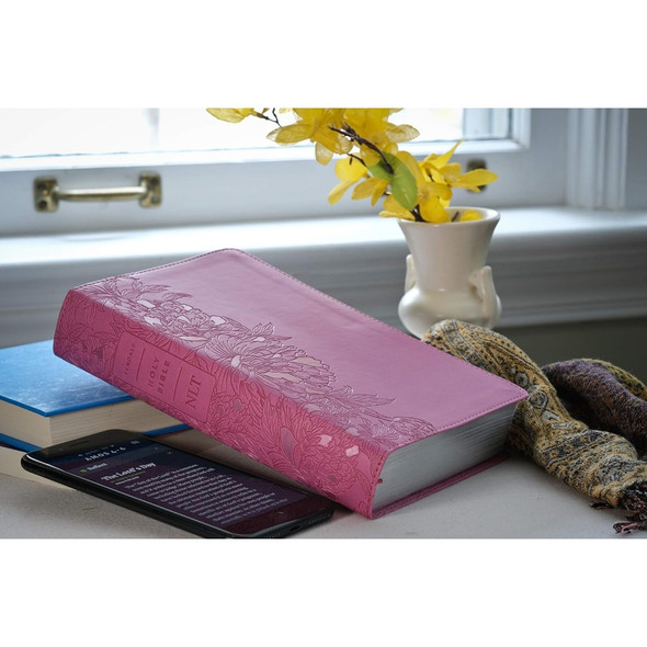 NLT Personal Size Giant Print Bible, Filament Enabled (LeatherLike, Peony Pink, Red Letter) - Case of 16