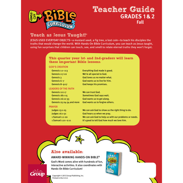 Fall 2025 Hands-On Bible Curriculum Grades 1&2 Learning Lab