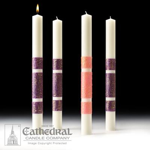 ArtisanWax Advent Pillar Candle Set - 3" x 12" 51% Beeswax (3 Purple, 1 Rose) - Cathedral Candles