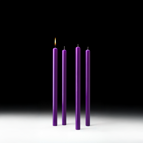 Advent Candle Set - 51% Beeswax - 12" x 0.875" - Pack of 4 (Purple) - Cathedral Candles