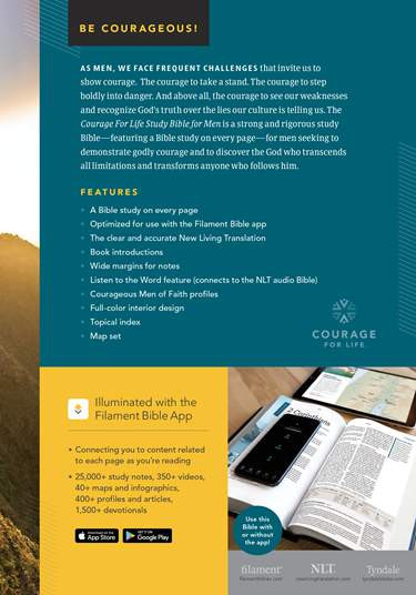 NLT Courage For Life Study Bible for Men (Filament Enabled), Hardcover - Bulk Case of 10