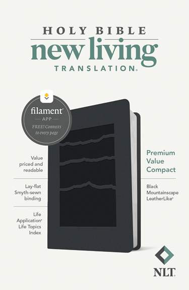 NLT Premium Value Compact Bible (Filament Enabled), Black Mountainscape LeatherLike - Bulk Case of 48