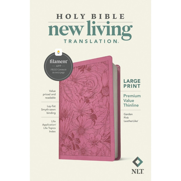 NLT Premium Value Large Print Thinline Bible, Large Print (Imitation Leather, Garden Pink) - Bulk Case of 24