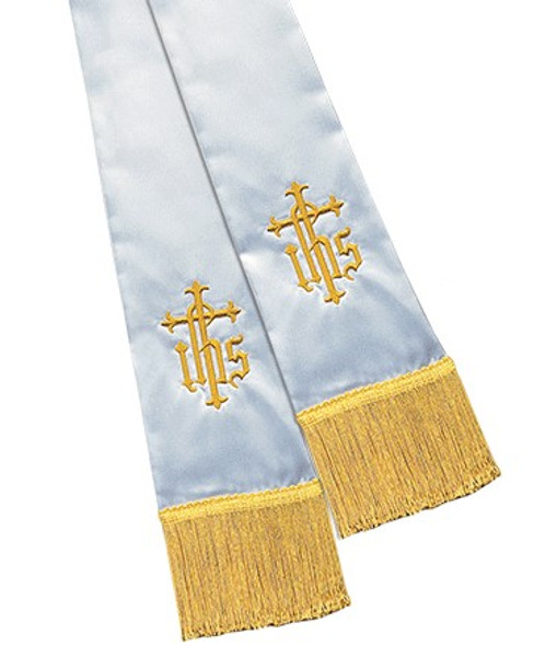 Empress Satin Clergy Stole - White/Symbol