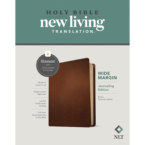 NLT Wide Margin Bible, Filament Enabled (Genuine Leather, Brown) - Bulk Case of 10
