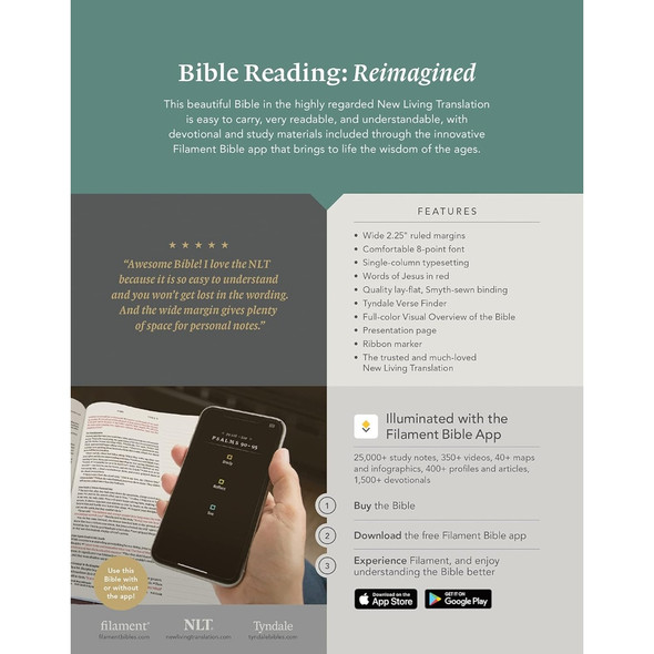 NLT Wide Margin Bible, Filament Enabled (Genuine Leather, Brown) - Bulk Case of 10