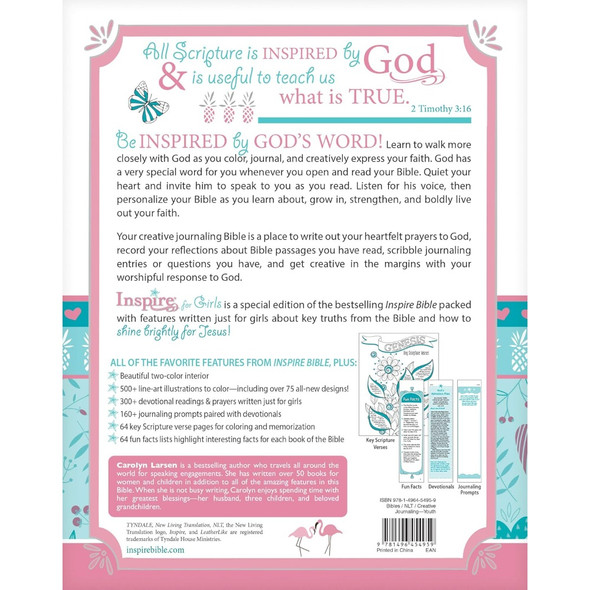 NLT Inspire Bible for Girls (Hardcover, Pink) - Bulk Case of 12