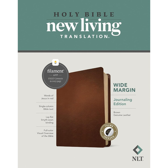 NLT Wide Margin Bible, Indexed (Genuine Leather, Brown) - Bulk Case of 10
