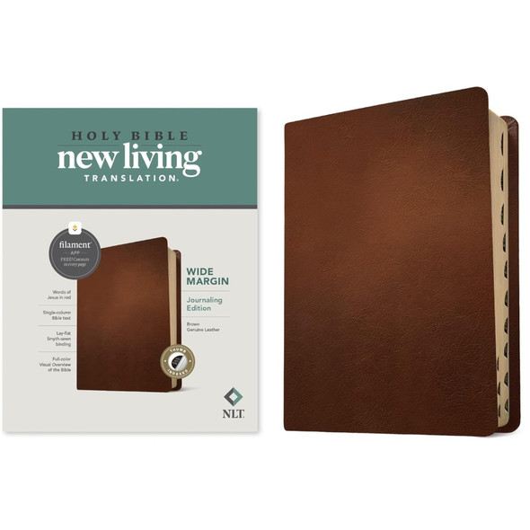 NLT Wide Margin Bible, Indexed (Genuine Leather, Brown) - Bulk Case of 10