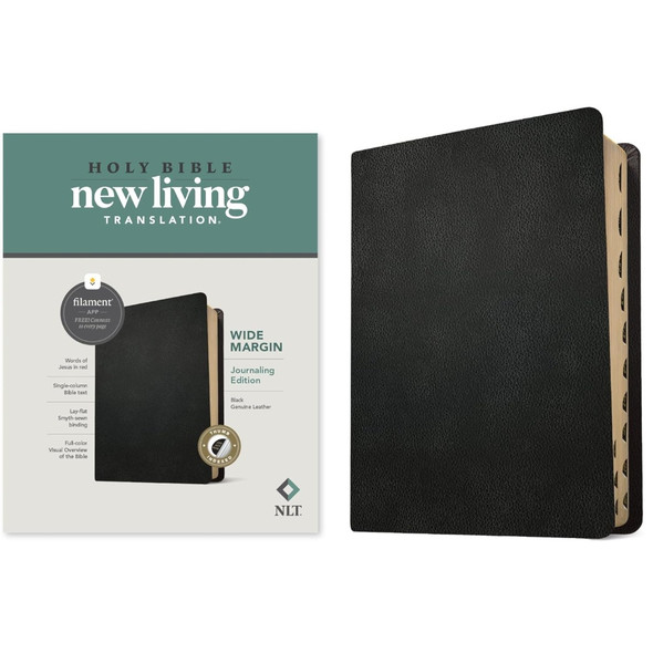 NLT Wide Margin Bible, Thumb Indexed (Genuine Leather, Black) - Bulk Case of 10